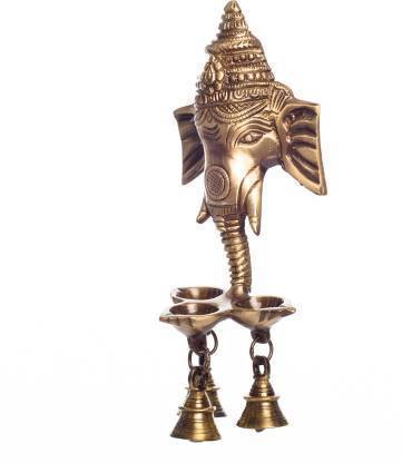 BRASS GANESHA WALL HANGING SHOWPIECE WITH BELLS - 24 CM - shopgiftsworld