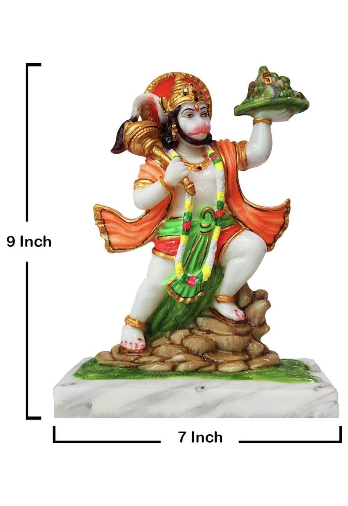 Hanuman Ji Carrying Dronagiri Mountain Marble Idol - shopgiftsworld