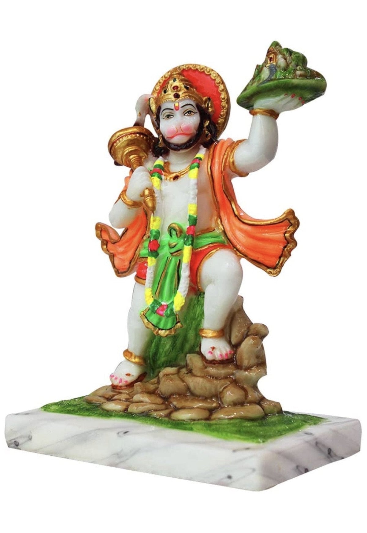 Hanuman Ji Carrying Dronagiri Mountain Marble Idol - shopgiftsworld