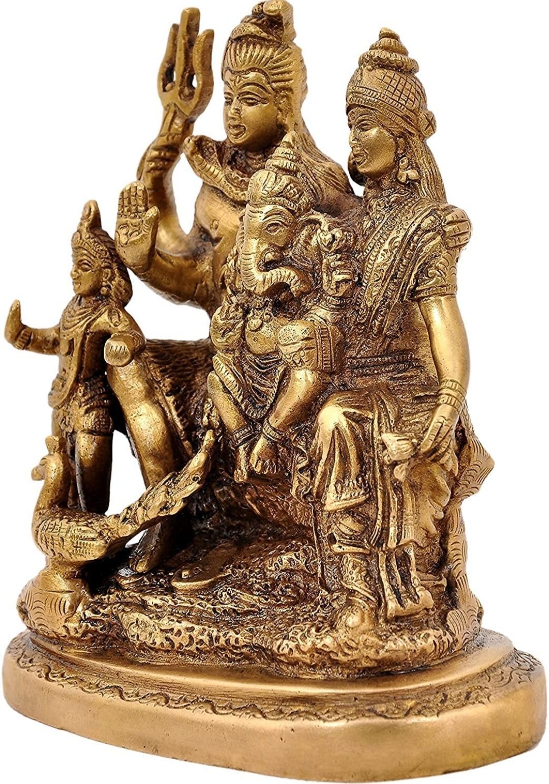 Lord Shiva Family Statue ( Brass/Metallic) - shopgiftsworld