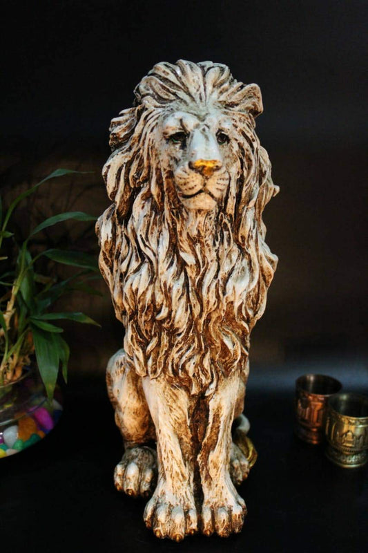 Sitting Lion Handcrafted Statue - shopgiftsworld